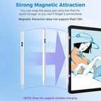 iPad Pencil with Magnetic&5 Extra Tips,USB-C Faster Charge,Stylus Pen Compatible with iPad 6-11th/A16,Air M3/M2/3-5th,Pro M4/11/12.9/13inch,Mini 5th-7th/A17Pro (White)