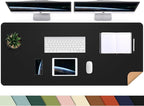 AFIING Leather Desk pad Protector, Large Non-Slip Office Desk Mat with Natural Cork & PU Leather, Waterproof Writing Mouse Pad for Office and Home (55in*17in,Black)