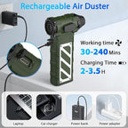 Electric Air Duster-Compressed Air Duster,60mph Wind Stepless Speed Canned Air for PC/Computer/Blaster/Electronics/Home Cleaning, 150000RPM Air Blower to Spray Air Can Dust Off Keyboard Cleaner(Green)