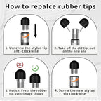 30PCS Rubber Tips for Stylus Pens, 2 Size 0.2'' & 0.28'' Replacement Nibs for Touch Screen Pen & No Scratches Soft Sensitivity Stylus Ends Replacement Tips for Stylus Pens