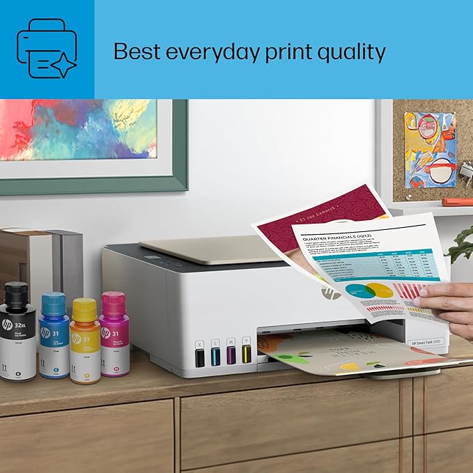 HP Smart Tank 5000 Wireless All-in-One Ink Tank Printer with up to 2 years of ink included, mobile print, scan, copy