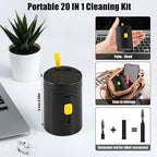 walrfid 2 Pack Laptop Phone Screen Cleaner Kit, Computer Keyboard Brush Cleaning Spray for iPhone AirPods MacBook iPad, 20-in-1 Electronic Device Tool for Camera Earbud TV Car Screens, Black White