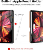 Leather Keyboard Case for iPad Air 5th 4th Generation 10.9 inch Pro 11 1st/2nd/3rd/4th, 7 Color Backlight BT Keyboard Folio with Pencil Holder 2022 2021 2020 2018 (Brown)