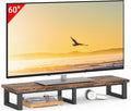 YAOHUOO 45" Large TV Riser for 32-60 inch TV, TV Riser Stand Shelf with Steel Legs,Tabletop TV Stand Riser for Home Office,Rustic Brown