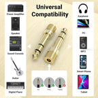 Cubilux 6.35mm to 3.5mm Audio Adapter, Gold Plated 1/4" Male to 1/8" Female TRS Stereo AUX Connector Converter for Guitar Keyboard Digital Piano Studio Monitor Amplifier Mixer Splitter, 3-Pack