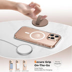 Magnetic Phone Ring Grip Holder, Silicone Finger Loop Grip, Compatible with MasSafe, Back of Phone for iPhone Pro Max/Plus/16/15/15/14/13/12 Series, Light Brown