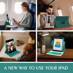 Keyboard Case for iPad 9th/8th/7th Generation 10.2 inch 2021/2020/2019 & ipad Pro 10.5-inch & ipad Air 3 2019-Backlit Detachable keyboard 360° Rotatable Folio Cover with upper pencil holder-(Teal)