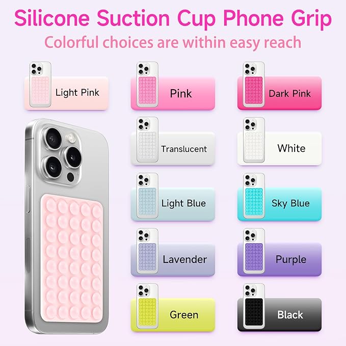 Silicone Suction Phone Case Mount, Non Slip Suction Cup Phone Mount, Phone Accessories Holder for Selfies and Videos, Silicon Adhesive Phone Stand Sticky for Cell Phone Sky Blue
