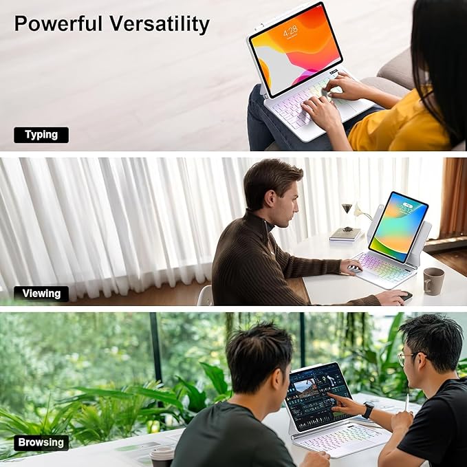 for iPad 9th Generation Case with Keyboard,Magic Style Keyboard Case for iPad 9th/8th/7th Gen 10.2 inch - Floating Cantilever Magnetic Stand Multi-Touch Trackpad (White)