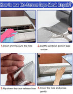 wohohoho Window Screen Repair Tape, 4 in X 20 FT (240IN) Grey Screen Patch Repair Kit, 3-Layer Strong Adhesive Invisible Screen Tape Mesh Repair for Windows, Doors Garage Mosquito Net Magnetic Screen