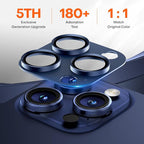 Camera Lens Protector for iPhone 16 Pro Max/16 Pro/iPhone 15 Pro Max/15 Pro/iPhone 14 Pro Max/14 Pro, Aluminum Alloy Sapphire Glass Camera Screen Cover, Case Friendly- Blue Titanium