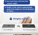 InnoView 15.6" Dual Portable Monitor 1920x1080P FHD 315°Adjustable Dual Stacked Foldable Monitor Built-in Speakers Screen Extender with HDMI/USB-C for Laptop Windows Mac
