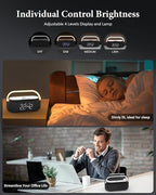 COLSUR Bluetooth Speaker with Wireless Charger, FM Radio, Dimmable LED Night Light, Stereo Sound Dual Wireless Speakers, 2500mAh Portable Speaker for Home Decoration, Bedroom, Office, Gift