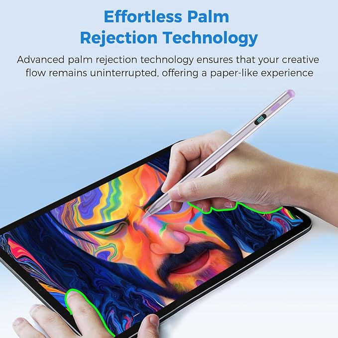 iPad Pencil with Magnetic&5 Extra Tips,USB-C Faster Charge,Stylus Pen Compatible with iPad 6-11th/A16,Air M3/M2/3-5th,Pro M4/11/12.9/13inch,Mini 5th-7th/A17Pro (Purple)