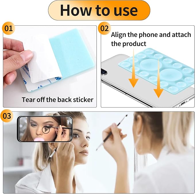 ZYCCER Double Sided Silicone Suction Phone Holder Mount,Compatible with iPhone and Android Cases Hands-Free Mirror Shower Phone Mount Strong Grip Holder (Light Pink, Single Sided 1PCS)