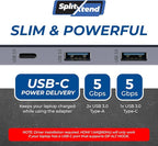 OREI SplitExtend Laptop Docking Station 3 Monitors - 2X USB 3.0, 1x Type-C, SD Card Reader - USB C Docking Station to HDMI 2.0 Extended Screen, 4K@30Hz Outputs - 100W PD