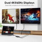 WAVLINK USB-C & USB-A to Dual HDMI Adapter 4K@60Hz for 2 Monitors, DisplayLink Certified, Compatible with Mac M1/M2/M3, Windows, ChromeOS, Android, HarmonyOS (No Linux/iPad/iOS/HDCP)