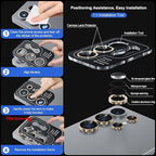 WSKEN for Samsung Galaxy S25 Ultra Camera Lens Protector - Ultra Thin Case Friendly, 9H Shatterproof Tempered Glass with Aluminum Metal Circle Camera Screen Protector Cover Accessories, Glitter Gold