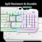 AULA Gaming Keyboard, T102 104 Keys Keyboard and Mouse Combo, USB Wired Computer Keyboards Mechanical Feel Full Size, RGB Backlit for PC/Laptop Gaming or Working/Office (White)