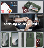 Vihibii for Samsung Galaxy Z Fold 6 Wallet Case with S Pen Holder & Card Holder & Camera Lens Cover & Hinge Protection & Front Screen Protector, Heavy Duty Phone Case for Samsung Z Fold 6 5G, Green