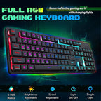Redragon Updated S107 Gaming Keyboard and Mouse, RGB Gaming Keyboard and 10000 DPI Mouse Combo with 25-Key Anti-Ghosting, 1K Hz Programmable Mice with Software, Plug & Play to PC, Laptop [Upgrade]