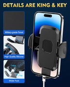 [Military-Grade Construction] Phone Holders for Your Car, 2025 New Car Phone Holder Cell Smartphone Mount Windshield Dashboard Suction Cup Stand Truck Cradle for iPhone Samsung Android All