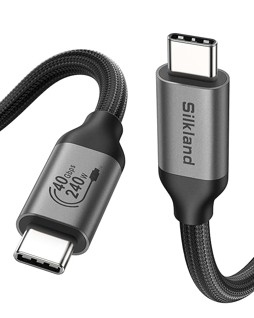 Silkland USB 4 Cable for Thunderbolt 4 Cable 4FT, 40Gbps Data Sync, 8K/6K@60Hz, 240W Charging, [USB-IF Certified] USB C to USB C Thunderbolt Cable, Compatible for MacBook, SSD, Docking, iPhone 16,eGPU