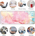 Cute Pink Marble Large Mouse Pad,Gaming Keyboard Desk Pad,Extended Mouse Mat Non-Slip Rubber Base with Stitched Edges for Office Game Home XL 31.5"x11.8"