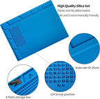 Kaisi S-130 Insulation Silicone Soldering Mat Repair Mat, Heat Resistant Silicone Work Mats 932°F with Scale Ruler and Screw Position for Soldering, CellPhone Electronics Repair, Size: 13.8 x 9.8 inch