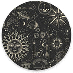 Round Mouse Pad, Celestial Pattern Sun and Moon Mouse Pad, Washable Gaming Mousepads with Lycra Cloth, Non-Slip Rubber Base Computer Small Mouse Pads for Wireless Mouse