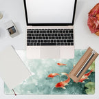Desk Pad, Watercolor Koi Fish Desk Mat, Koi Fish in Pond Large Gaming Mouse Pad, 31.5"x15.7" Extended Big Computer Keyboard Mouse Pad with Non-Slip Base and Stitched Edge