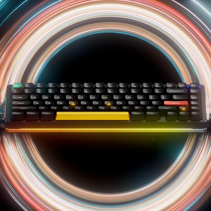 nuphy Halo75 V2 Mechancial Gaming Kyeboard,75% Wireless Hot Swappable Bluetooth Keyboard,83 Kyes RGB Backlit Keyboard,Support Bluetooth/2.4GHz/USB-C (Black, Lemon (55gf))