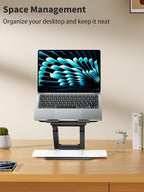 tounee Laptop Stand for Desk Adjustable Height, Telescopic Computer Stand with Pull Out Design Ergonomic Laptop Riser Fits All Laptops 10-17"-Black