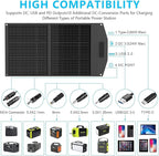 MARBERO 100W Portable Solar Panel 100 Watt Foldable Solar Panel for Power Station with USB & DC 18V Output(10 Connectors) 23% Conversion Efficiency IP68 Waterproof for Camping Outdoor Home Cloudy