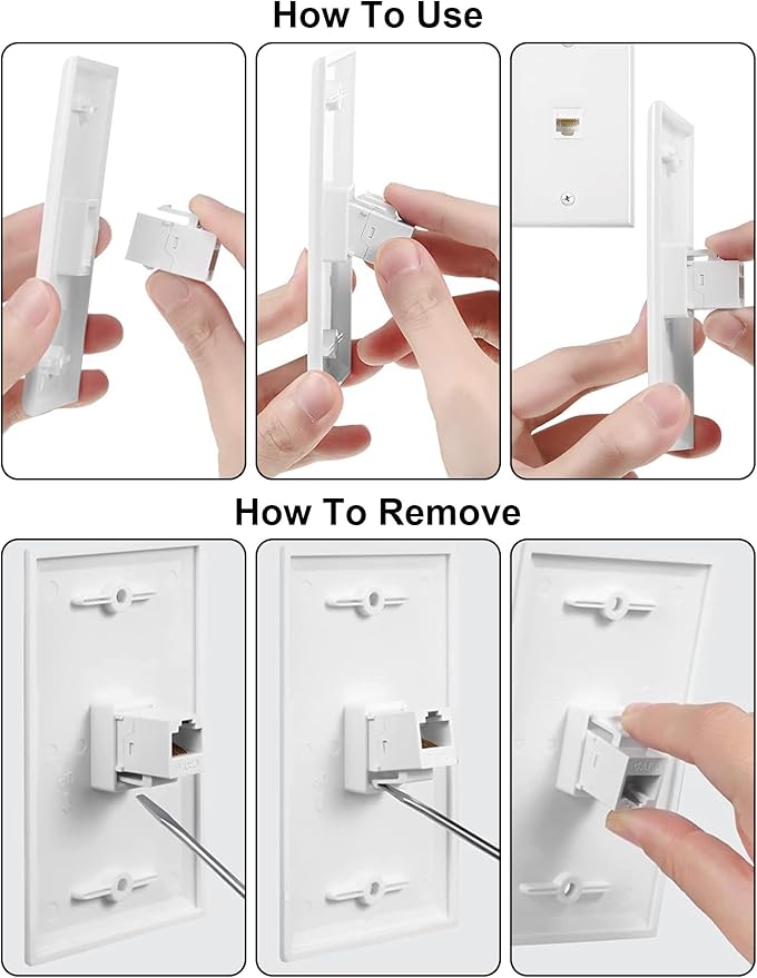 HDMI Wall Plate, 2 Port 4K HDMI Keystone Female to Female Wall Plate-White