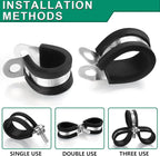 50PCS Cable Clamps 1 Inch 304 Stainless Steel Cable Clamps Rubber Coated Cushioned Insulated Cable Clamp,Automotive Wire Clamps,Pipe Clamps,Metal Clamp for Tube,Wire Cord Installation(25mm)