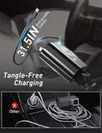 Retractable Car Charger USB C Fast Charging 120W, Car Accessories Cigarette Lighter Adapter Car Charger iPhone16 15 14 13 12 11 Car Essentials Gift for Travelers, Men, Women