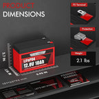 12V 10Ah Lithium Battery, 5000+ Cycles LiFePO4 12V 10Ah Battery Built-in 10A BMS, 12V Lithium Battery Suitable for Power Wheels, Fish Finder, UPS, Solar Battery, HAM Radio
