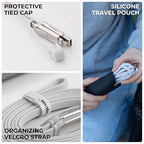 Rolling Square inCharge XL 6-in-1 Multi Charging Cable, Portable USB and USB-C Cable with 100W Ultra-Fast Charging Power, 10 Ft/3m, Glacier White