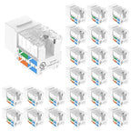 VCE UL Listed 10Gbps Cat6 Keystone Jack Insert 25-Pack, 90 Degree Punch Down RJ45 Keystone Jack Adapter Slim Profile for Patch Panel and Wall Plate