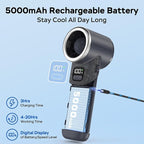Portable Handheld Turbo Fan, 5000mAh Rechargeable Battery, Max 20Hrs Cooling, 5 Speeds Upto 11000RPM, Rotatable Design,4-IN-1 Personal Pocket Fan with Lanyard for Women Men Travel Beach Makeup Concert