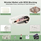Clip and Go Strap for Phone with Wallet Crossbody, Adjustable Phone Lanyard with Detachable RFID Wristlet Wallet, Pattern Strap, Cream (M)