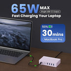 200W USB C Charger Block, 8-in-1 GaN III USB C Charger Fast Charging Station Hub, PD 65W Laptop Charger Adapter Travel Charger, for MacBook Pro/Air/Dell XPS/iPhone 16/15/14/iPad/Galaxy S24 (Purple)