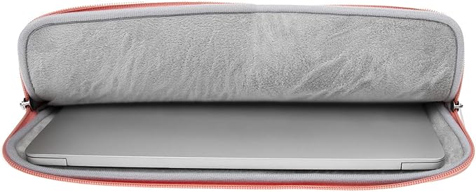 RAINYEAR 13 Inch Laptop Sleeve PU Suede Leather Case Protective Cover Water Resistant Carrying Bag Compatible with 13.3 Notebook Computer Chromebook,14" MacBook M1 M2 M3 M4,13.5 Surface Laptop(Coral)
