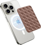 GONEZ Magnetic Suction Cup Phone Mount for MagSafe Case, Removable Silicone Sticky Grip for iPhone 12/13/14/15/16, Hands-Free Selfies and Videos for TikTok & Instagram Influencer/Creator, Brown