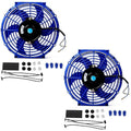 2PCS 10 inch Slim Fan Push Pull Electric Radiator Cooling 12V 80W Mount Universal Kit Blue