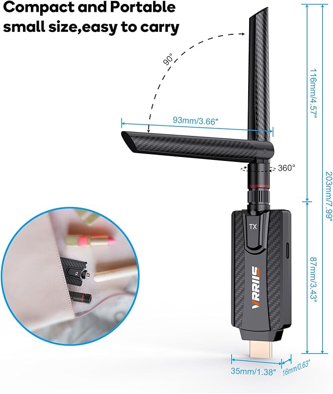 Wireless HDMI Transmitter and Receiver,Plug and Play,1080P Wireless HDMI Extender Kit Support 2.4GHz and 5GHz for Streaming Video from Laptop,Pc,TV Box to Monitor,TV,Projector