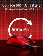 S9 Ultra Wireless Gaming Mouse, 59G Ergonomic Computer Mouse, Triple Modes, 8K Polling, PAW3950 42K DPI Optical Sensor, Kailh Switch, 250h Battery Life, Programmable for PC/Win/Mac(Red)