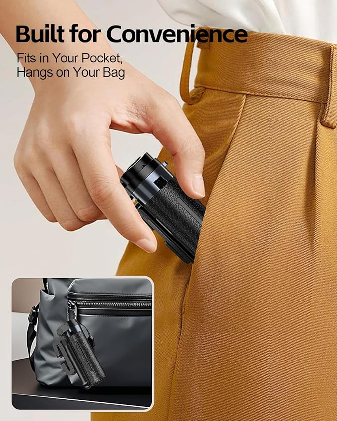 UBeesize Mini Selfie Stick Tripod with Remote, Pocket-Size Phone Stand for iPhone 16 Pro Max/Android, 360° Rotating Holder for Travel, Vlogging, TikTok, Live Streaming