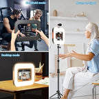Rechargeable Ring Light Without Stand, Cordless Square Ring Light for 360 Photo Booth Accessories, Phone Video Stabilizer for iPhone with 4000mAh Built-in Battery for Video Recording Streaming
